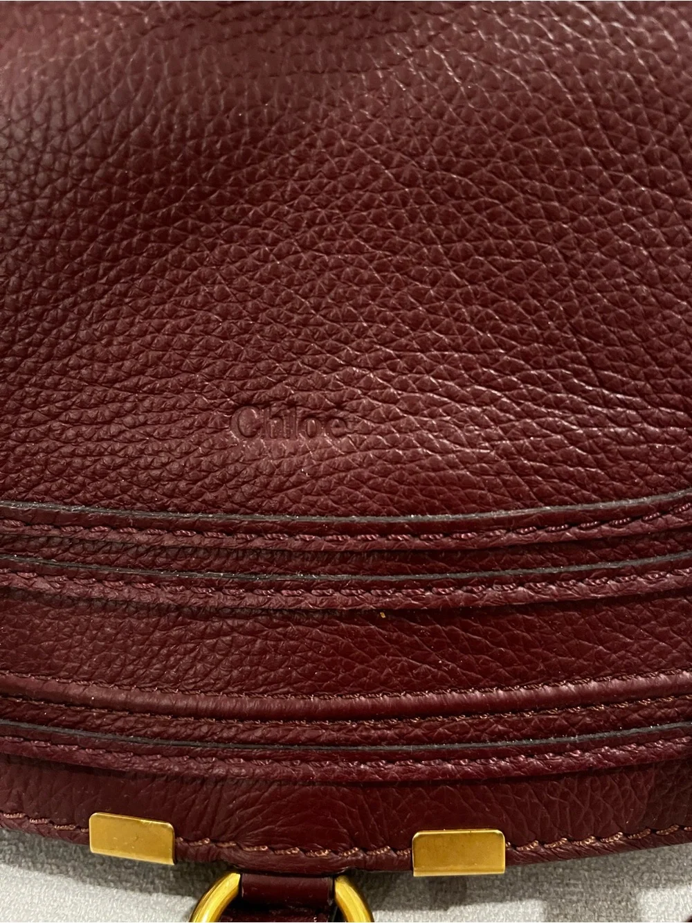 Chloe Marcie medium Women's Leather Satchel Bag in Deep Burgundy - Picture 3 of 7
